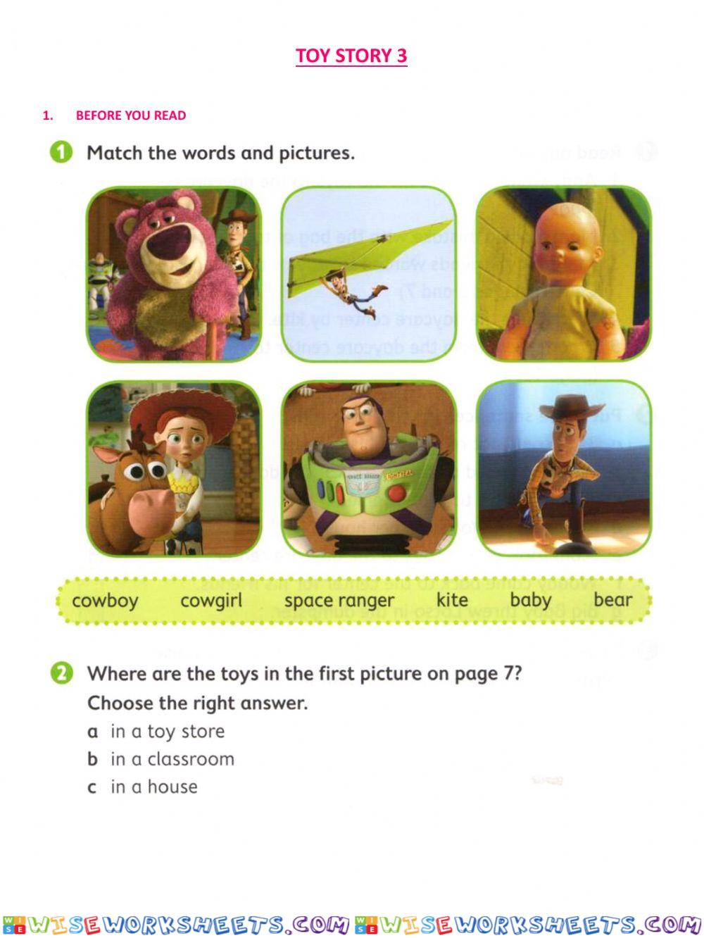 Toy story 3 - pre reading