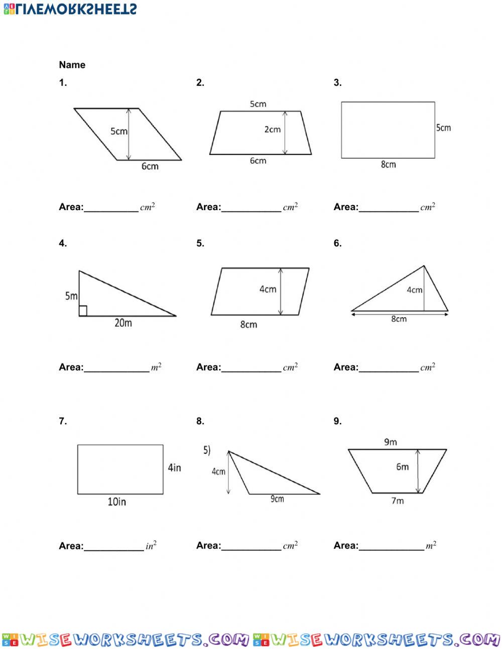 Area of Quadrilaterals and Triangles