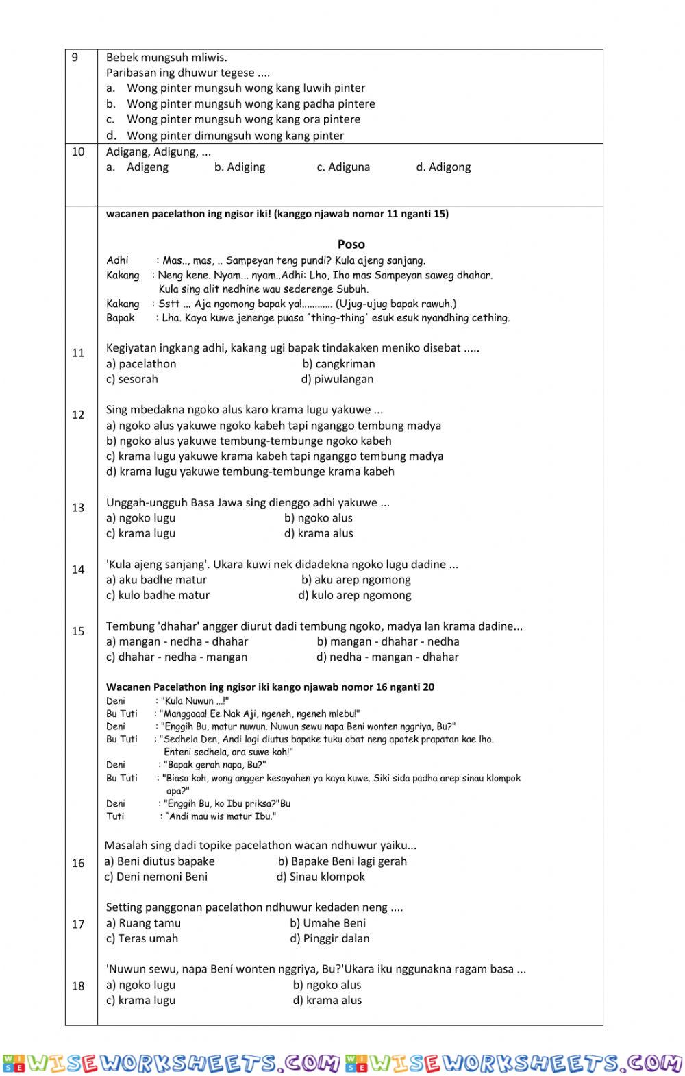 worksheet