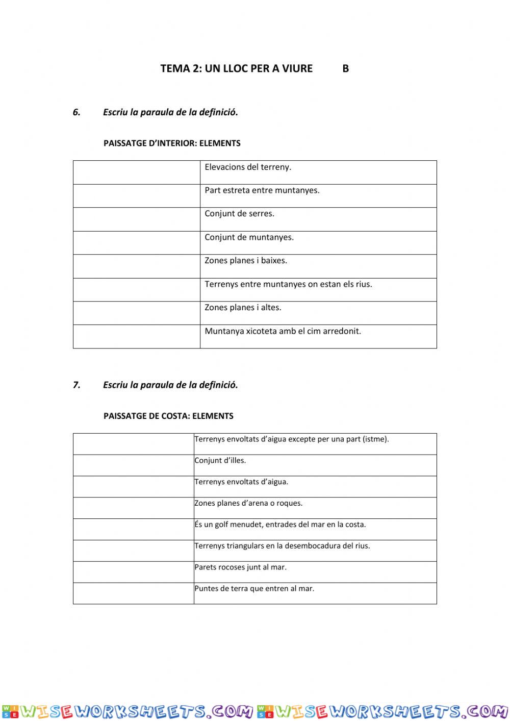 T2: UN LLOC PER A VIURE - repàs 2ª PART