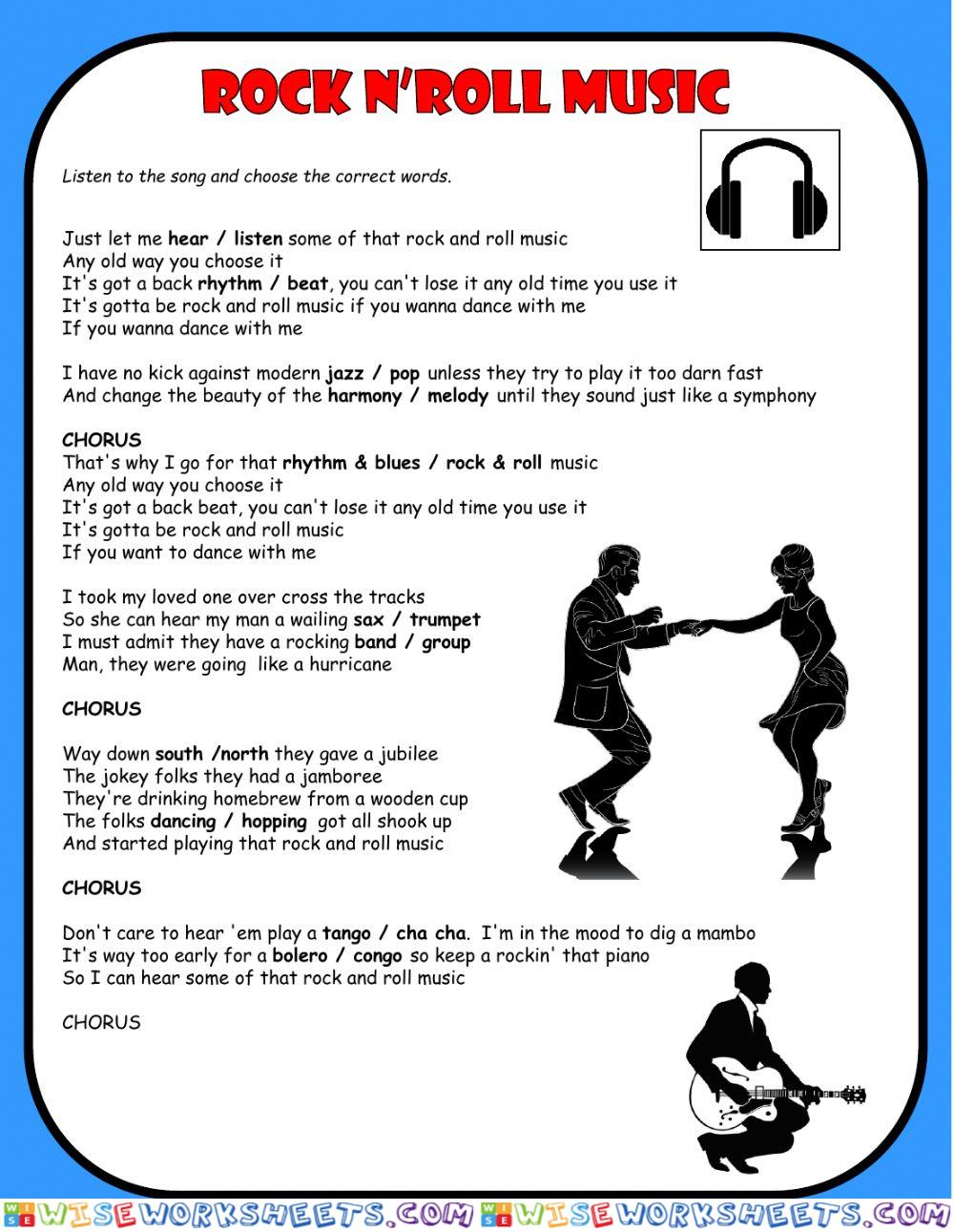 Rock N' Roll Music Song Activity