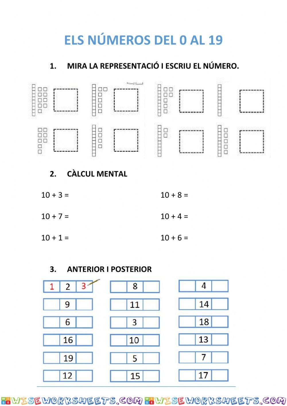 Els números del 0 al 19