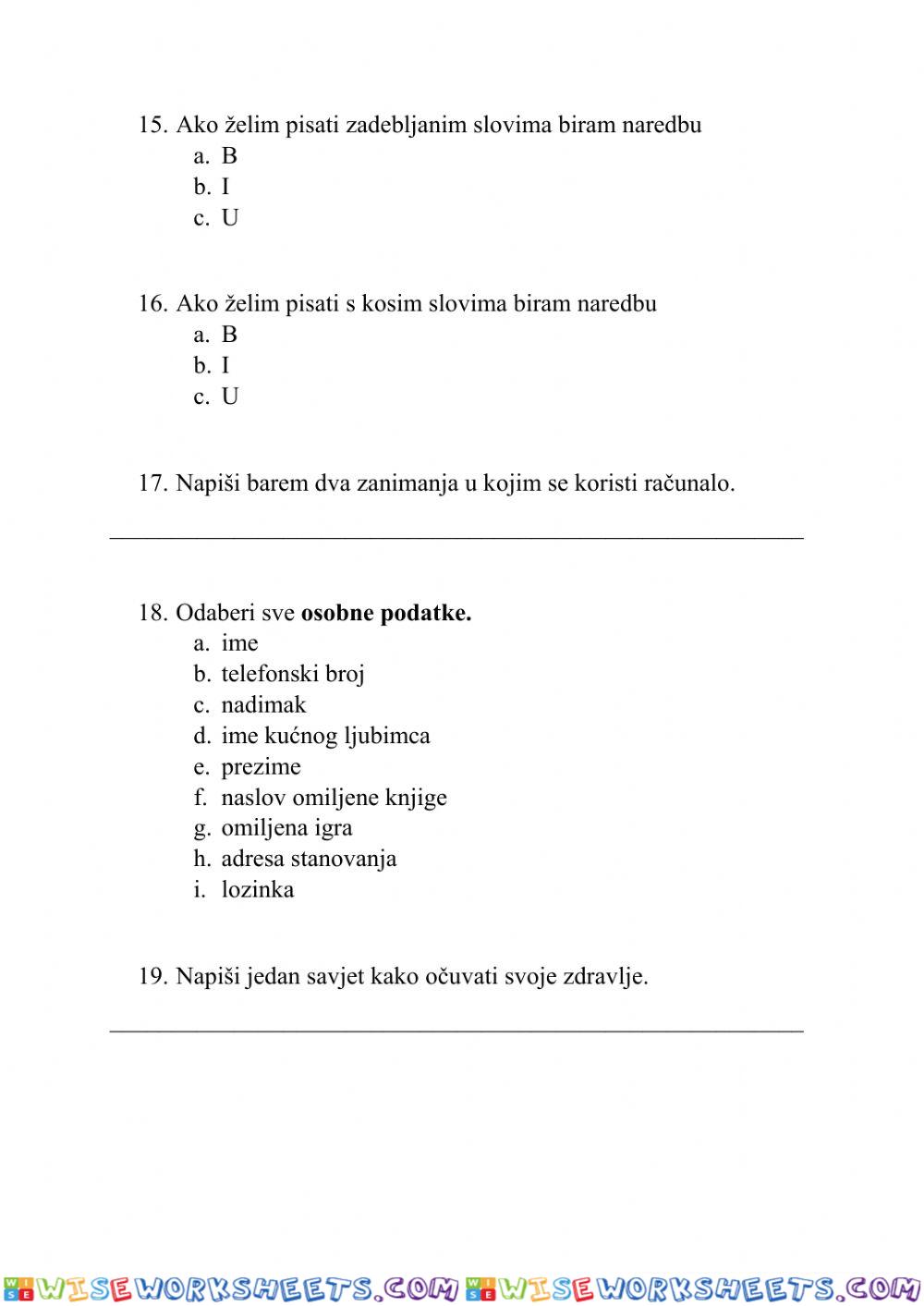 worksheet