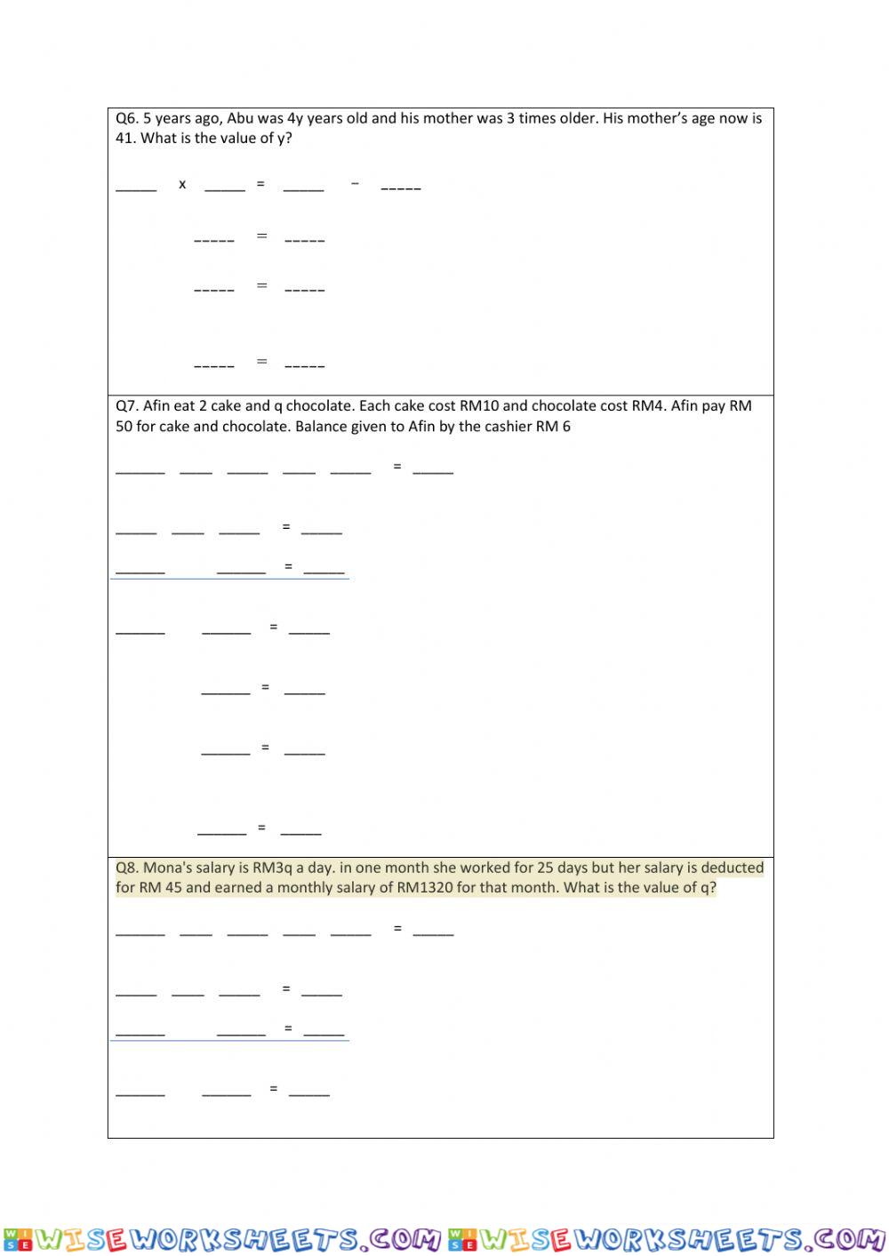 worksheet