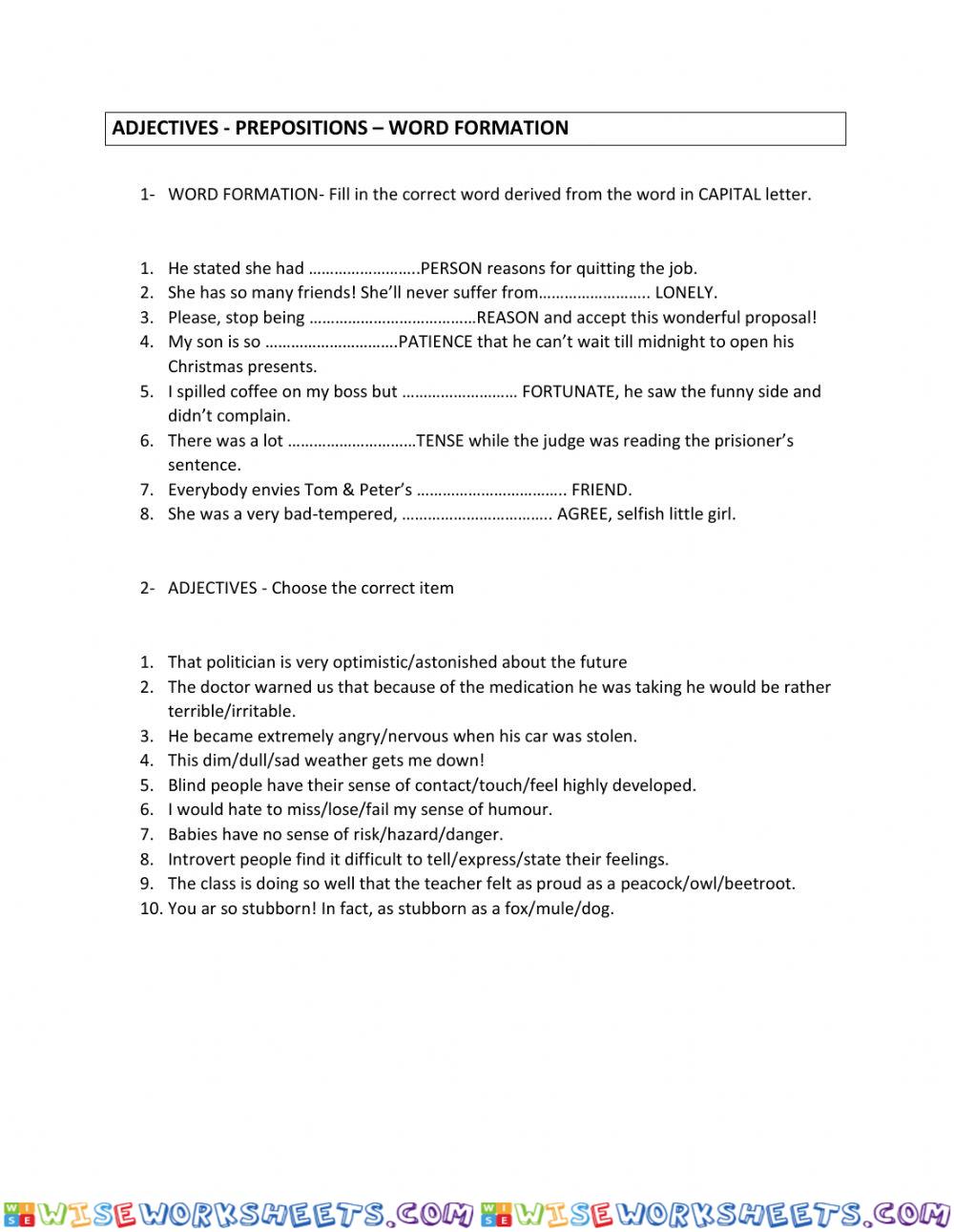Prepositions-word formation-adjectives