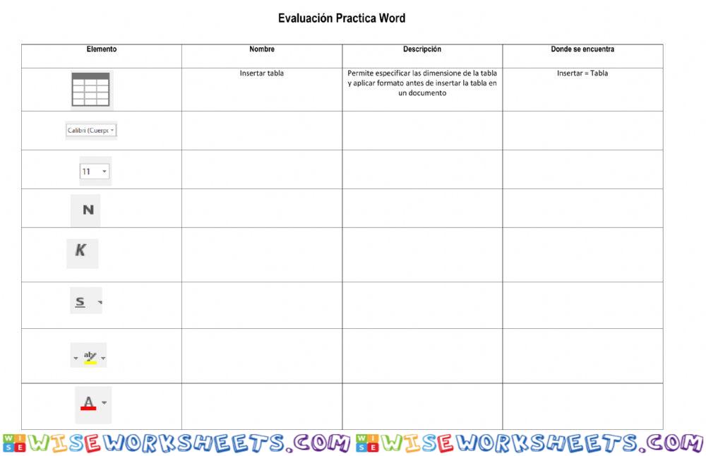 Evaluación Word