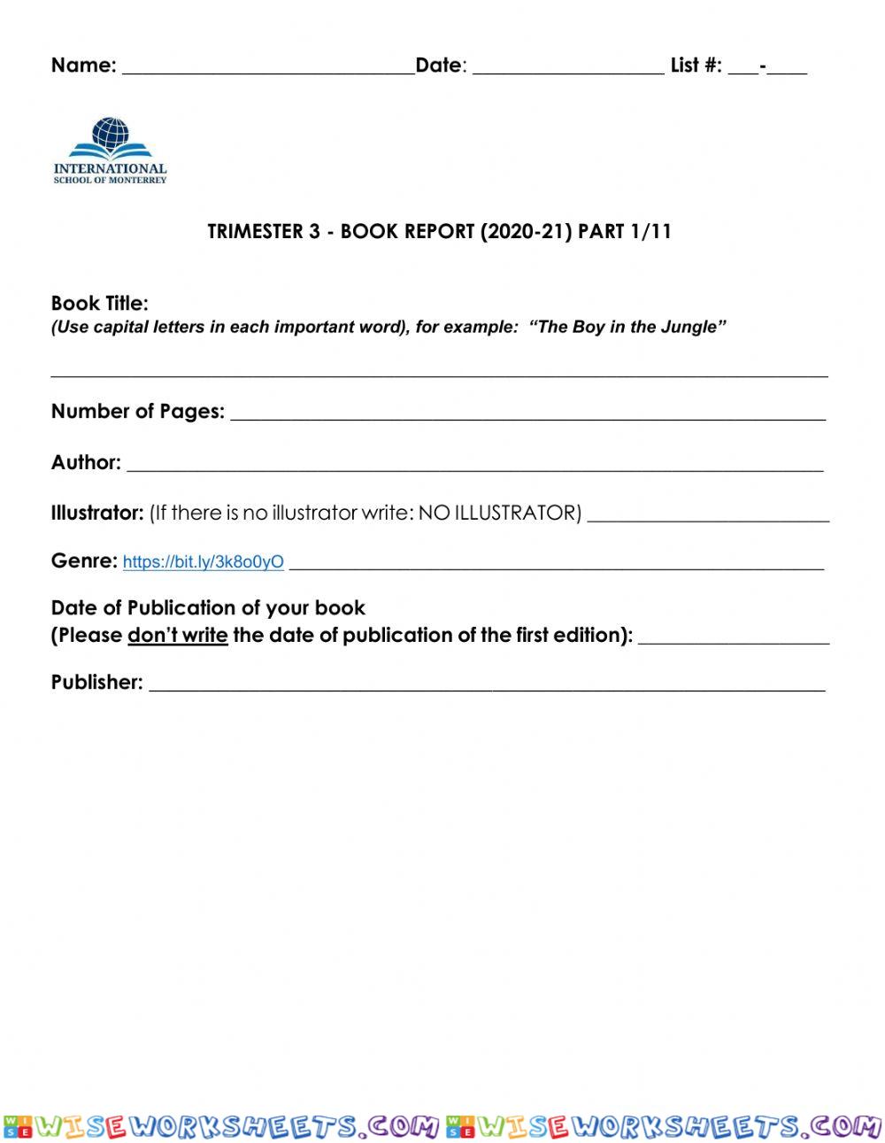 Book Report part 1 of 11