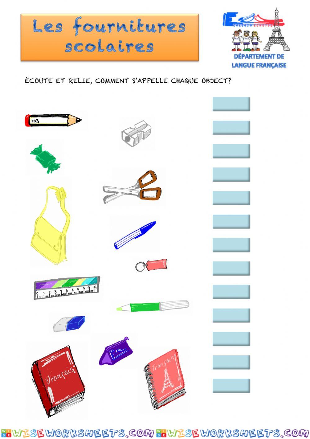 Les fournitures scolaires