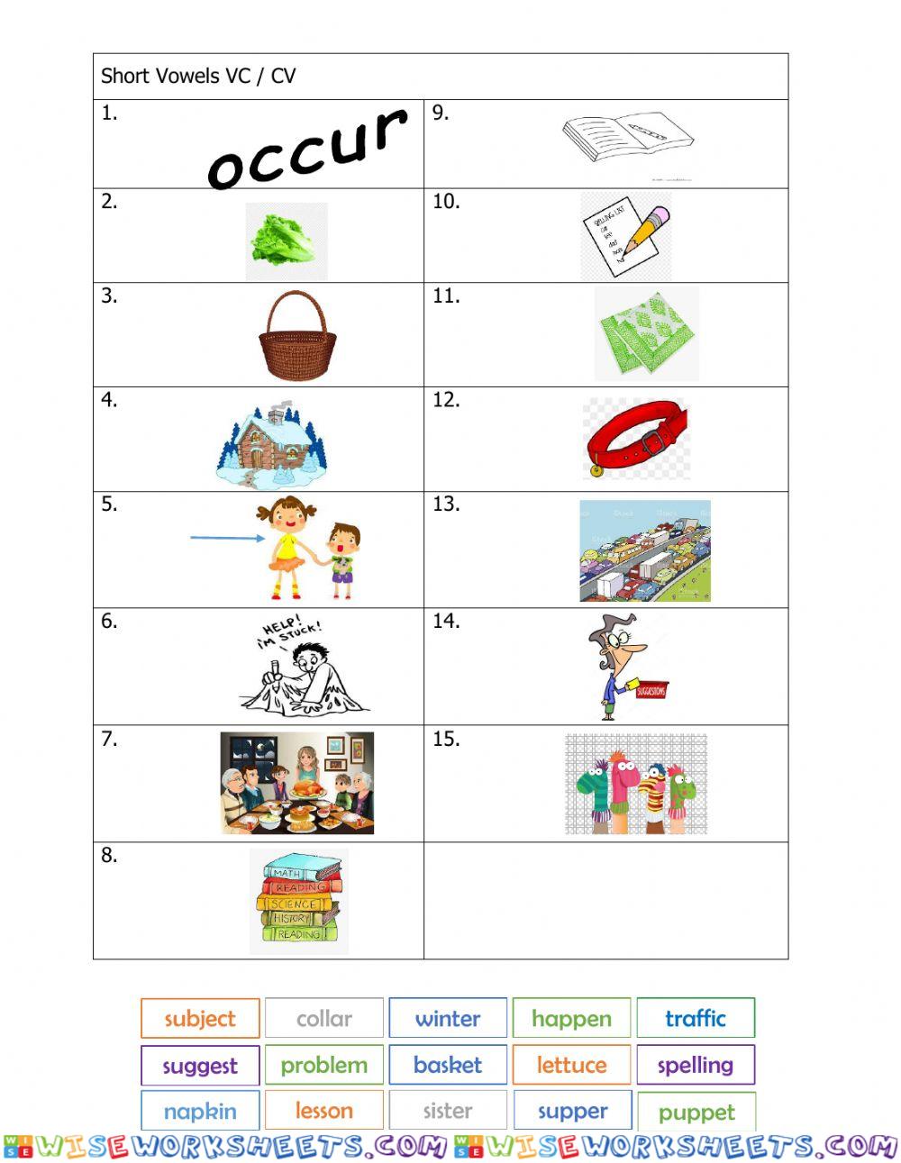 Short vowels vc-cv matching