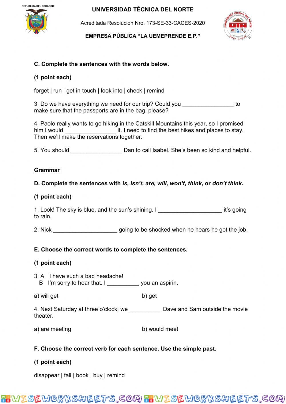 worksheet