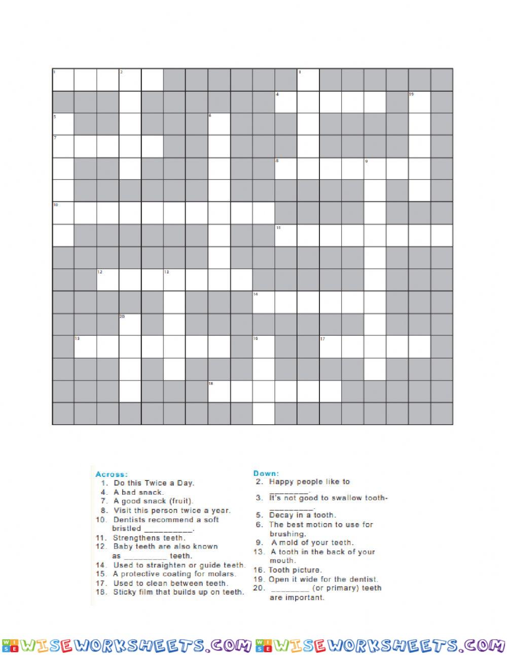 Crossword dentistry