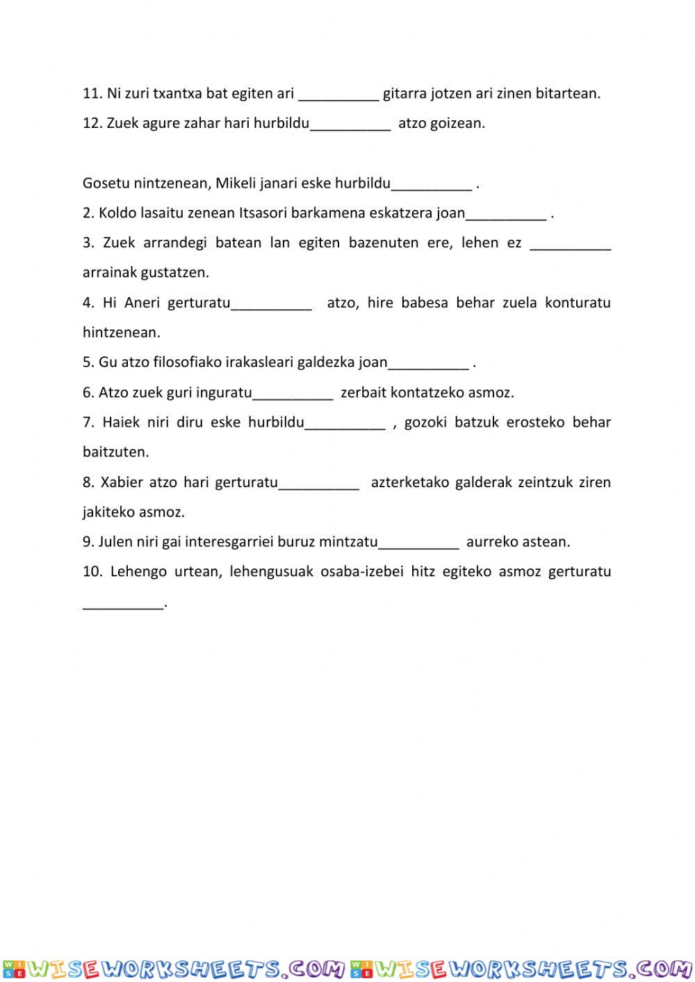 worksheet