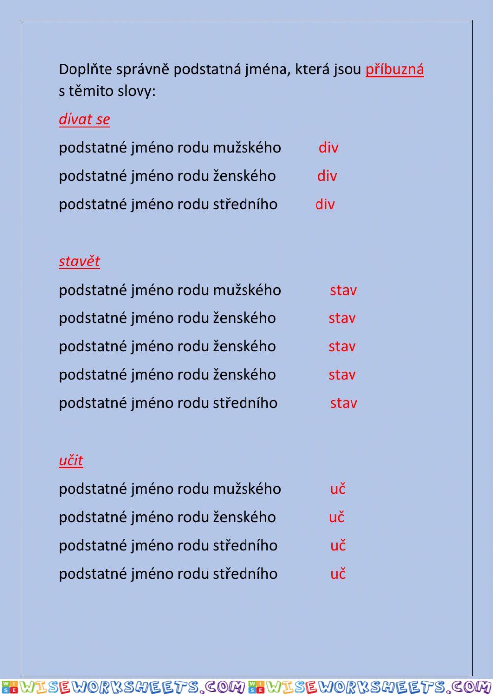 Slova příbuzná, pravopis