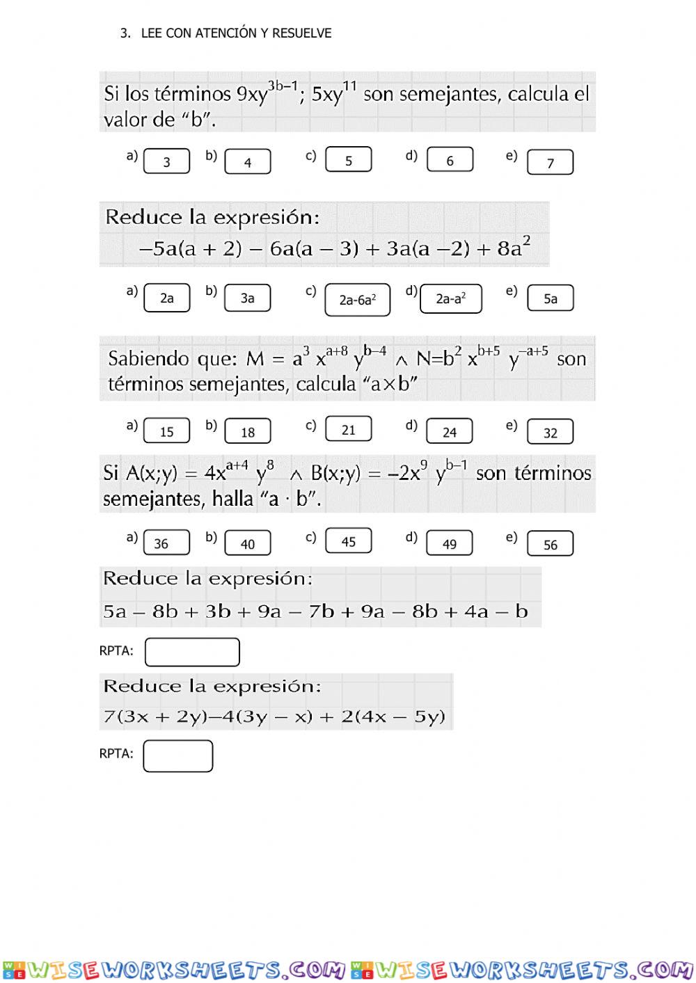 worksheet