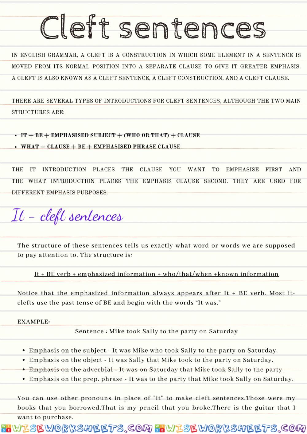 C1 Advanced  - Cleft sentences explanation