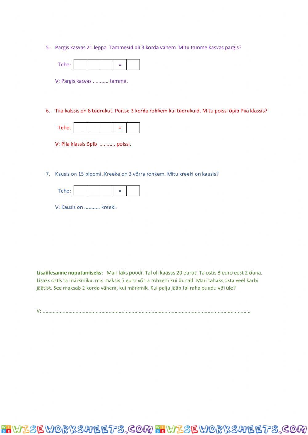 worksheet