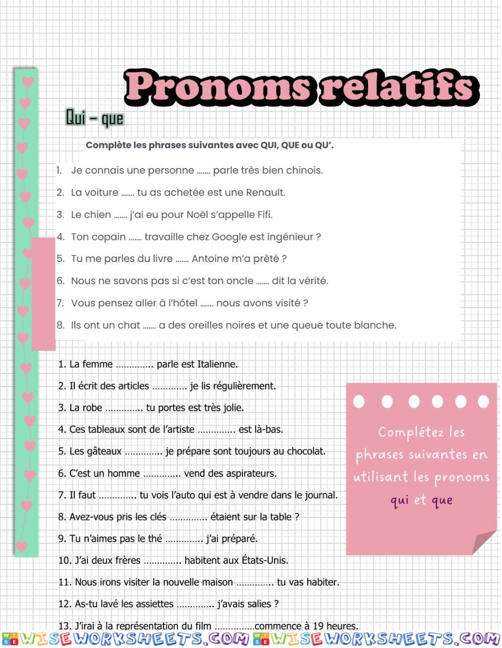 Pronoms relatifs qui- que