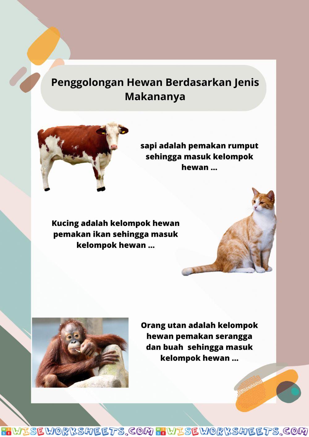 Penggolongan hewan berdasarkan jenis makanannya