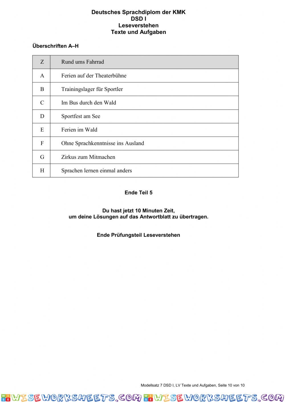 worksheet