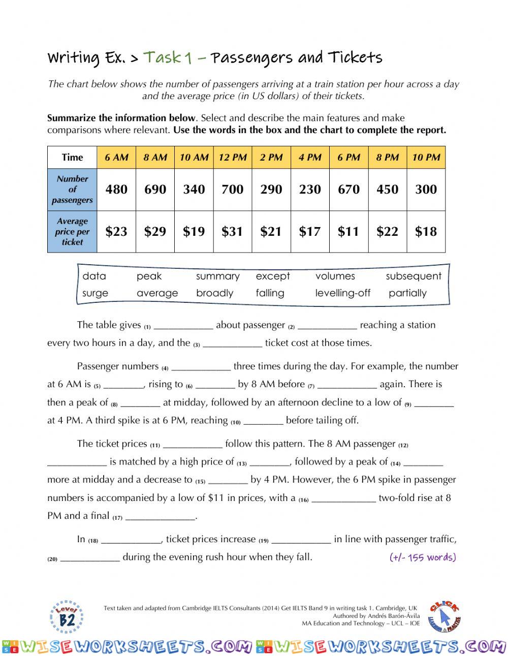 IELTS Ex. - Task 1 - Passengers and Tickets