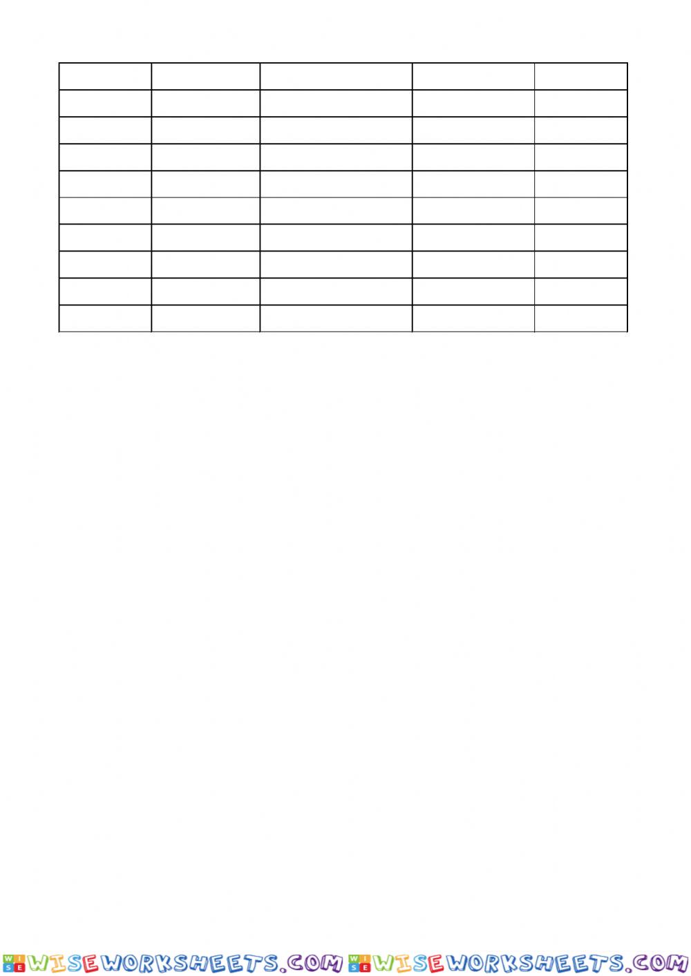 worksheet