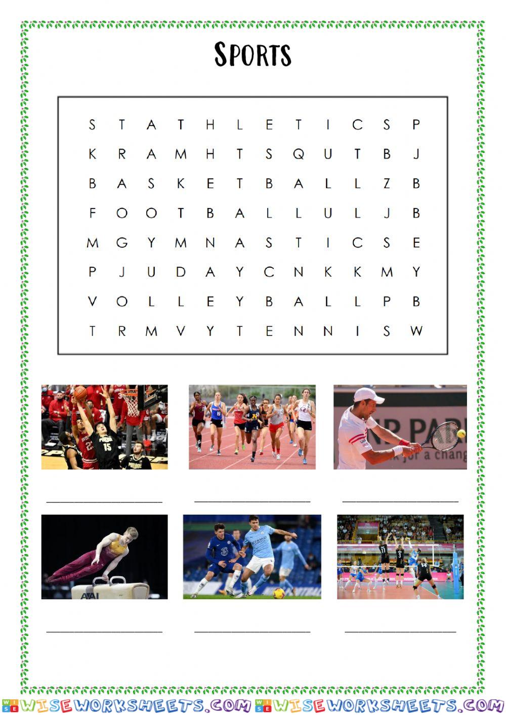 Sports wordsearch