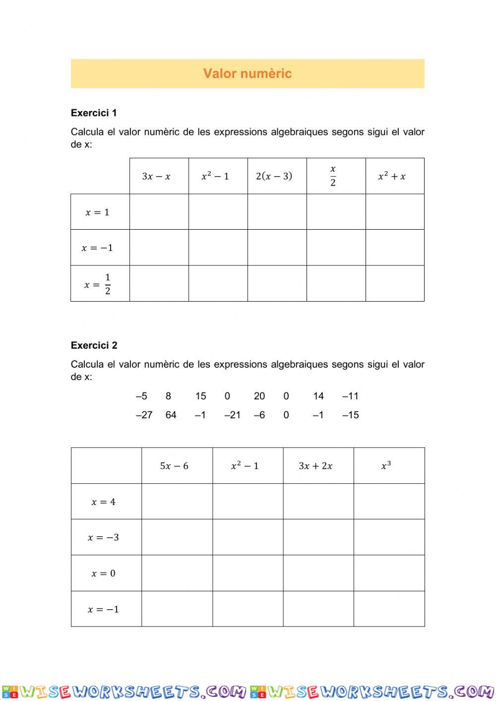 worksheet