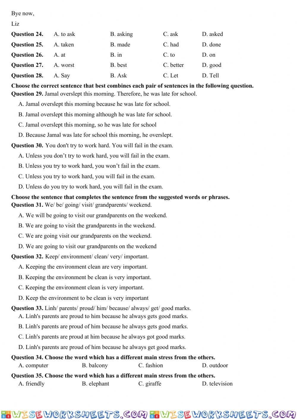 worksheet
