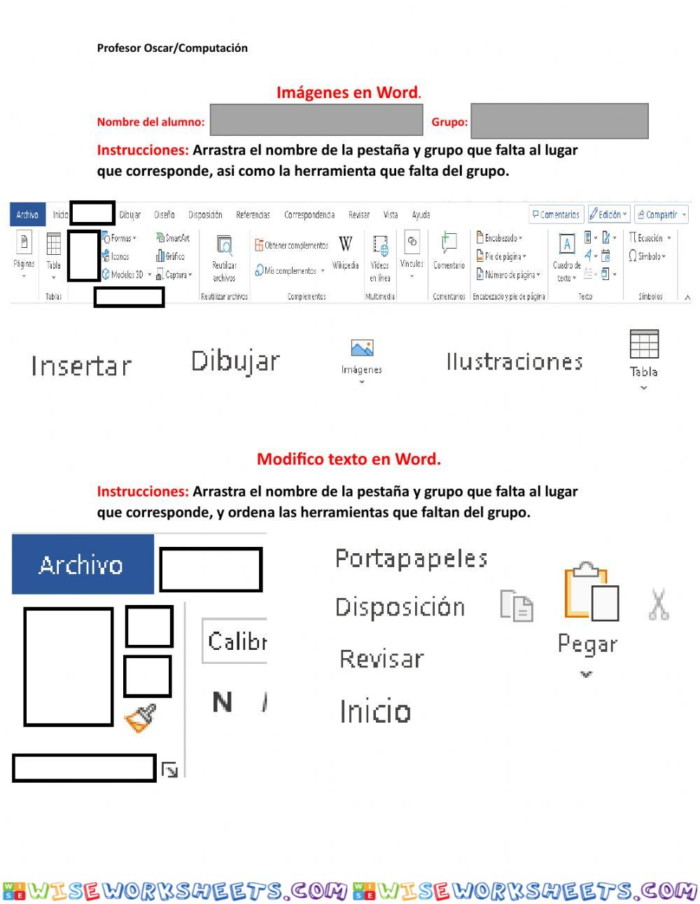 Imágenes y modificar texto en Word