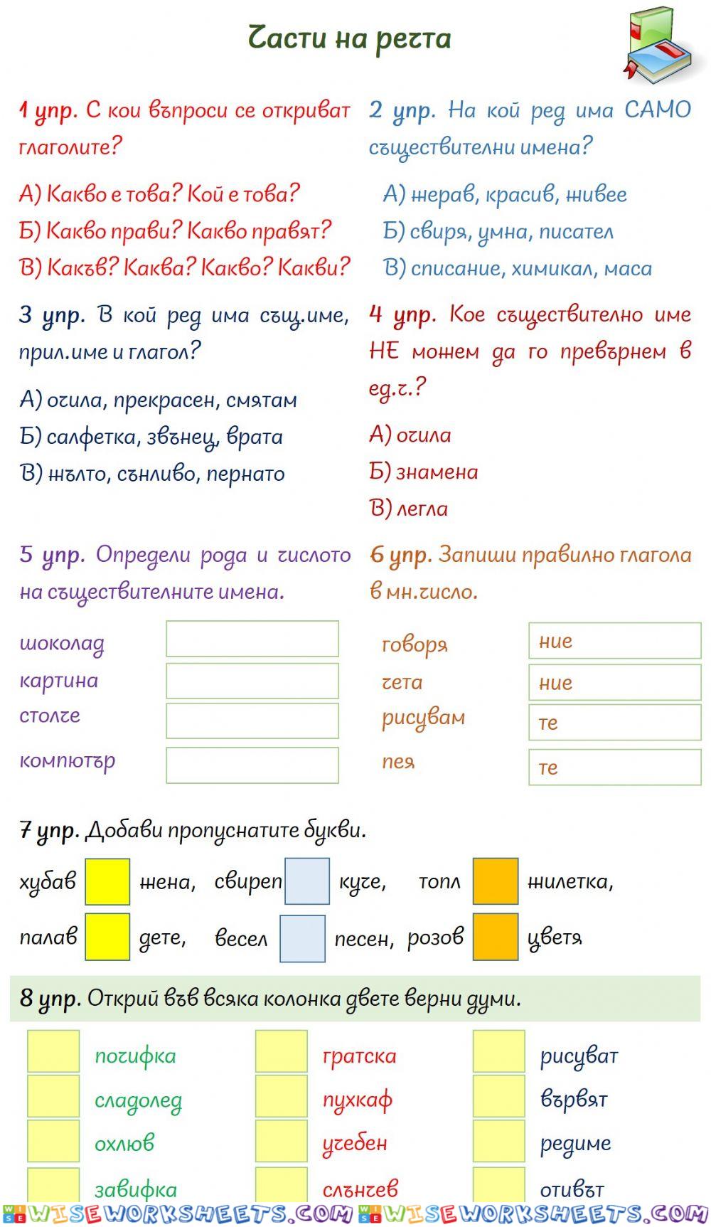 Части на речта-ИУЧ
