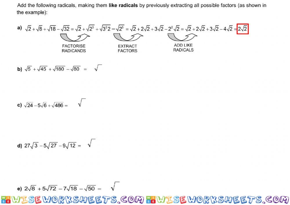 Simplify radicals