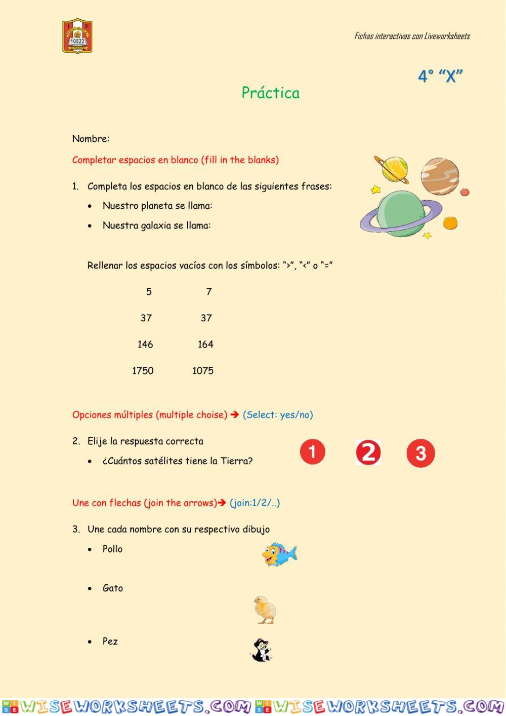 Ficha interactiva examen quimestral