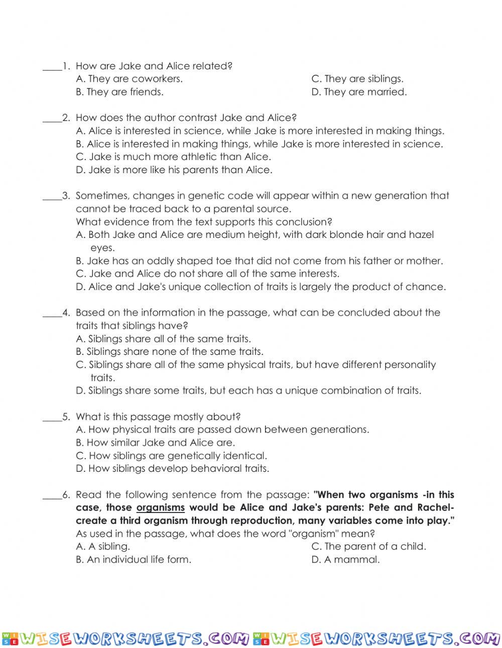 worksheet