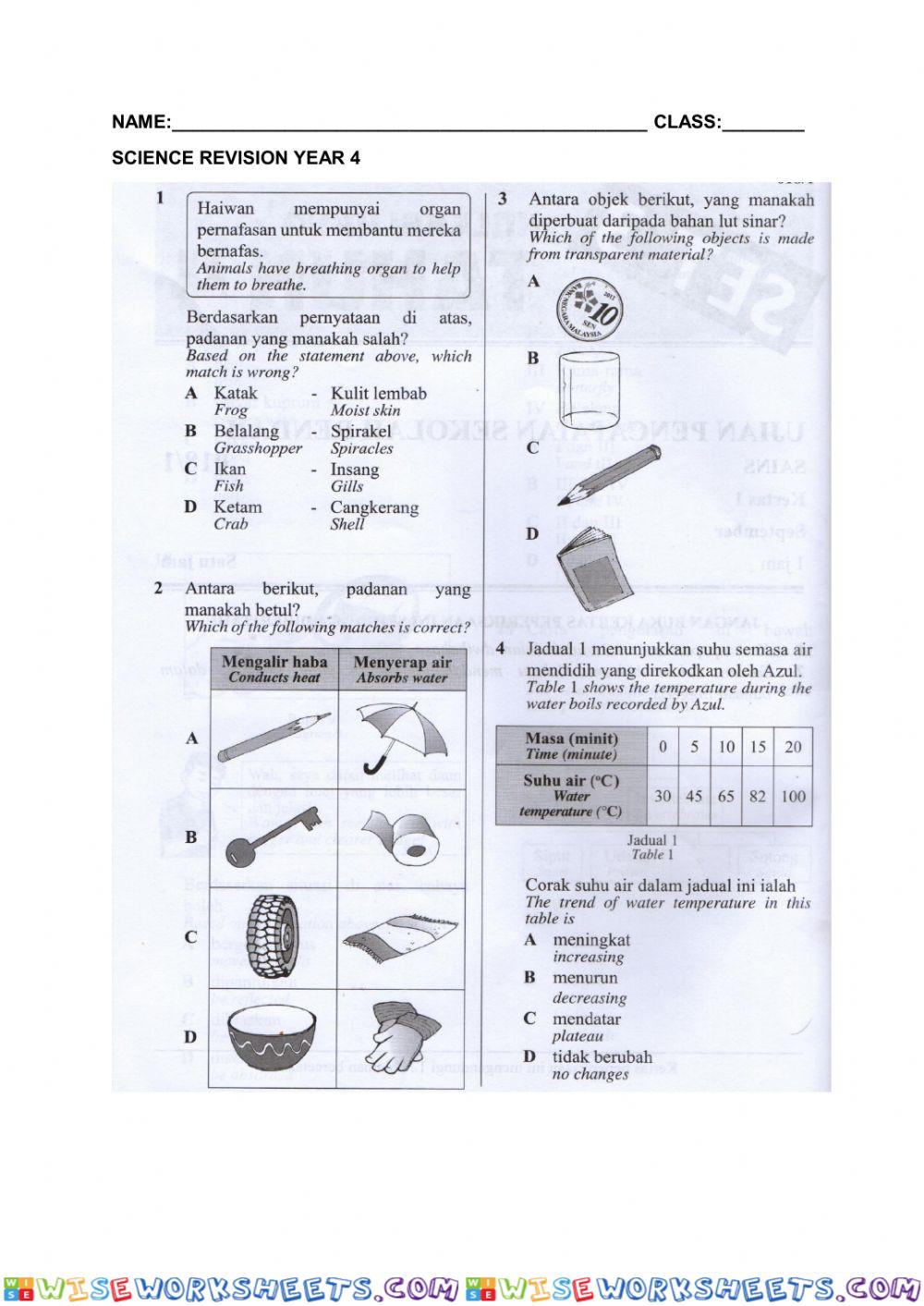 Revision science year 4 (6)