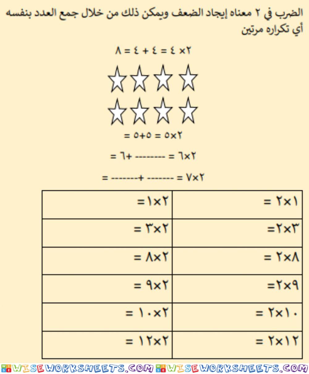 جدول ضرب 2