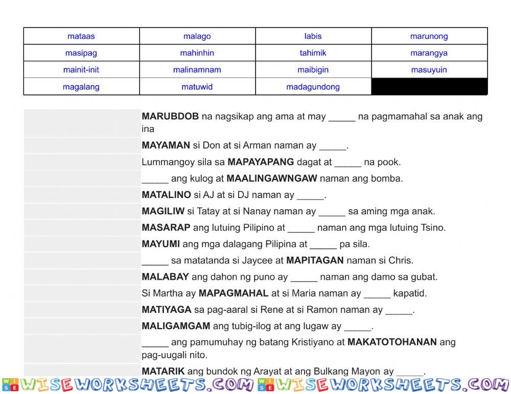 worksheet