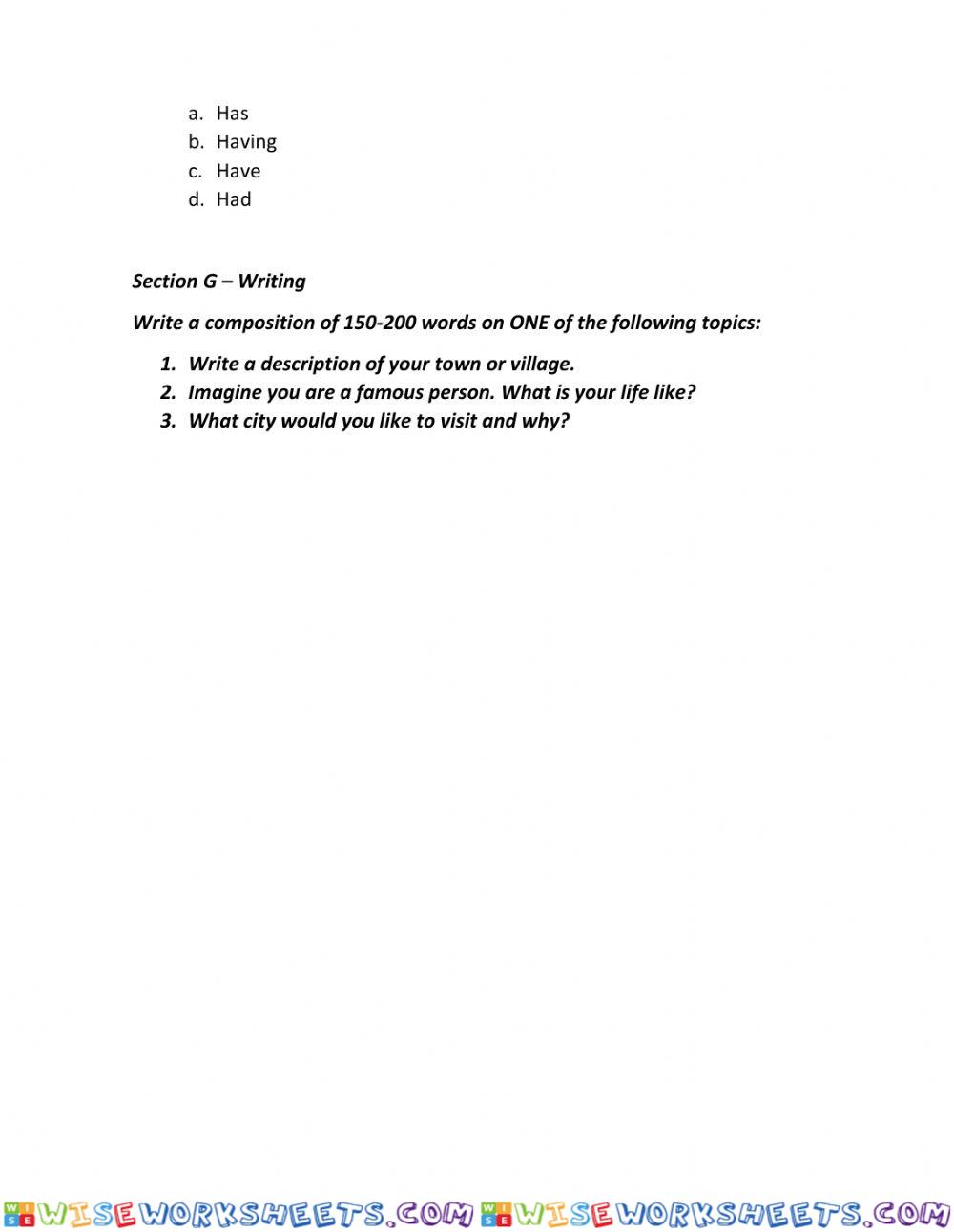 worksheet