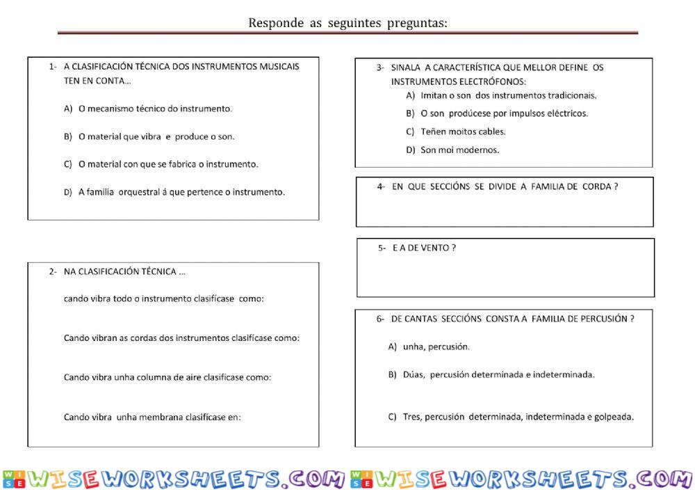 Os Instrumentos Musicais e as súas familias