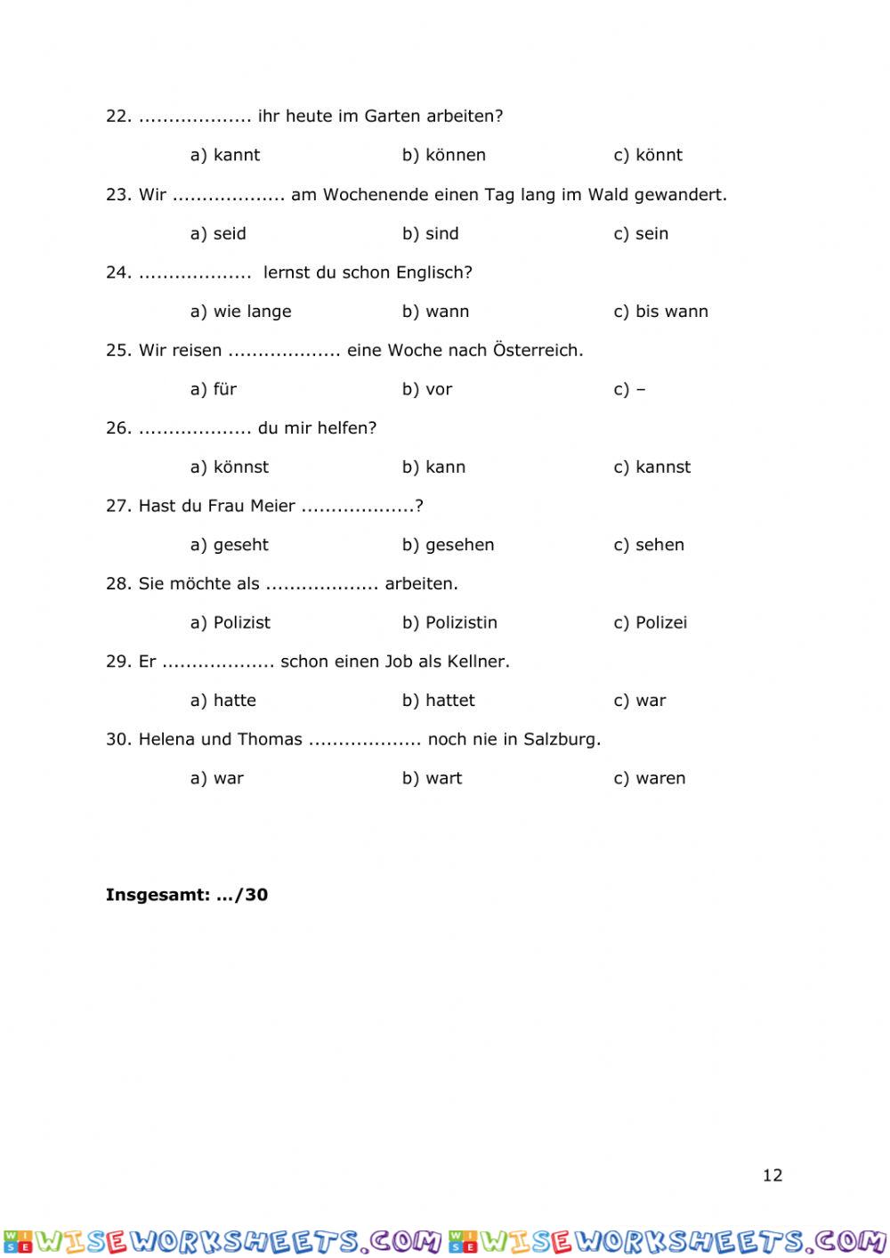 worksheet