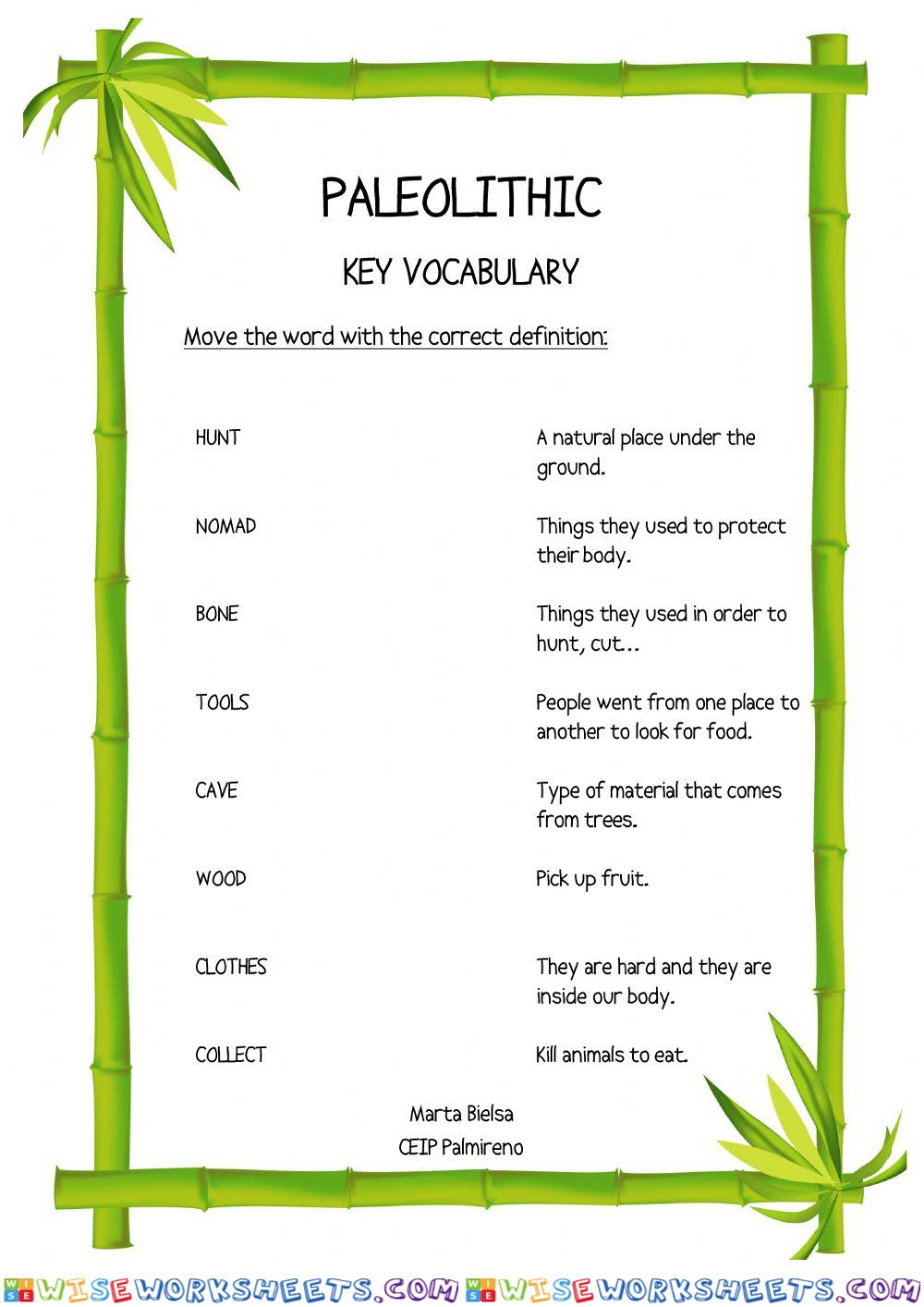 Paleolithic key vocabulary