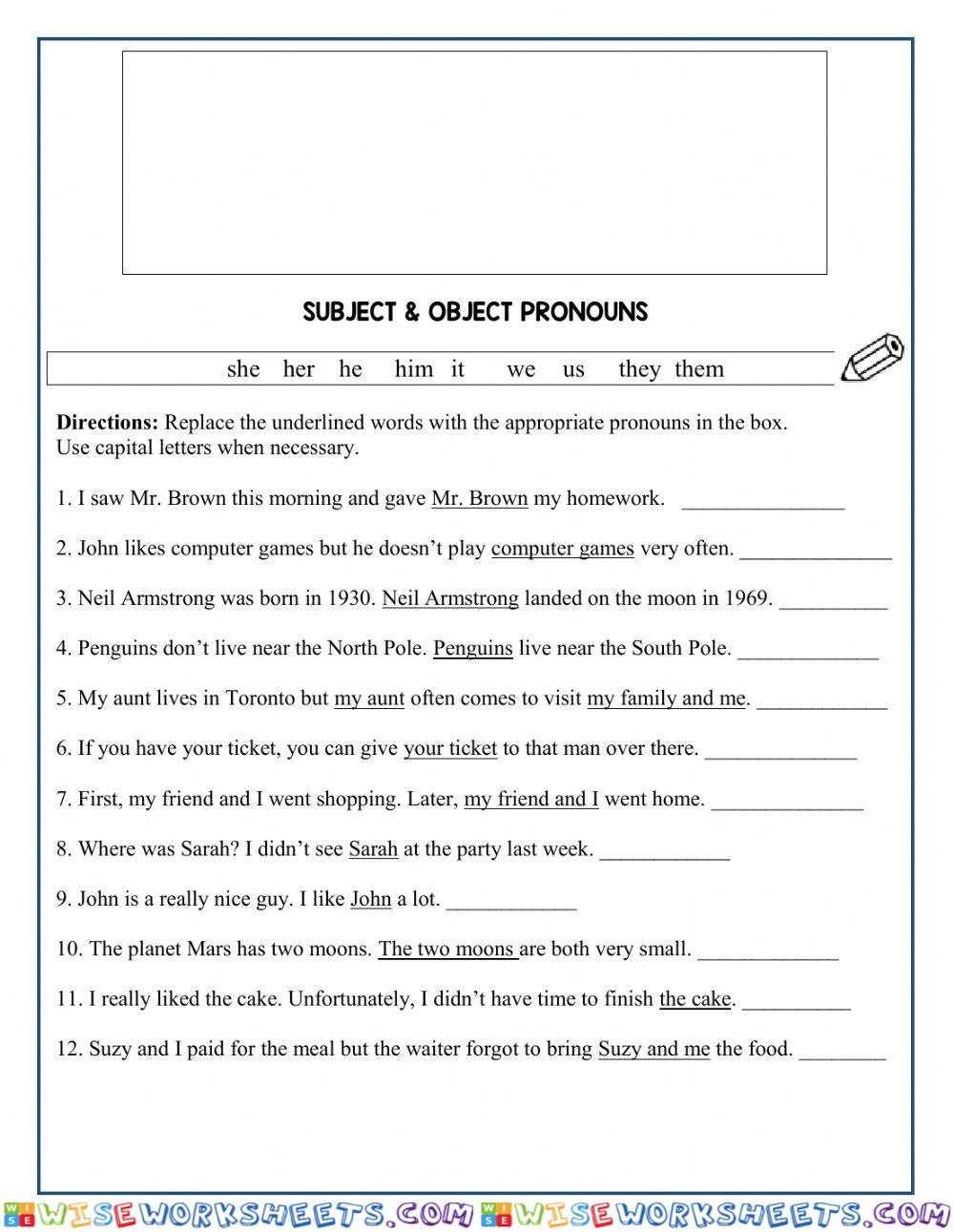 Subject and object pronouns