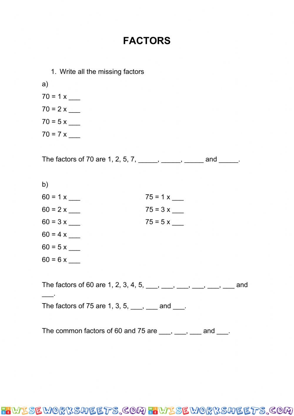 Factors and multiples