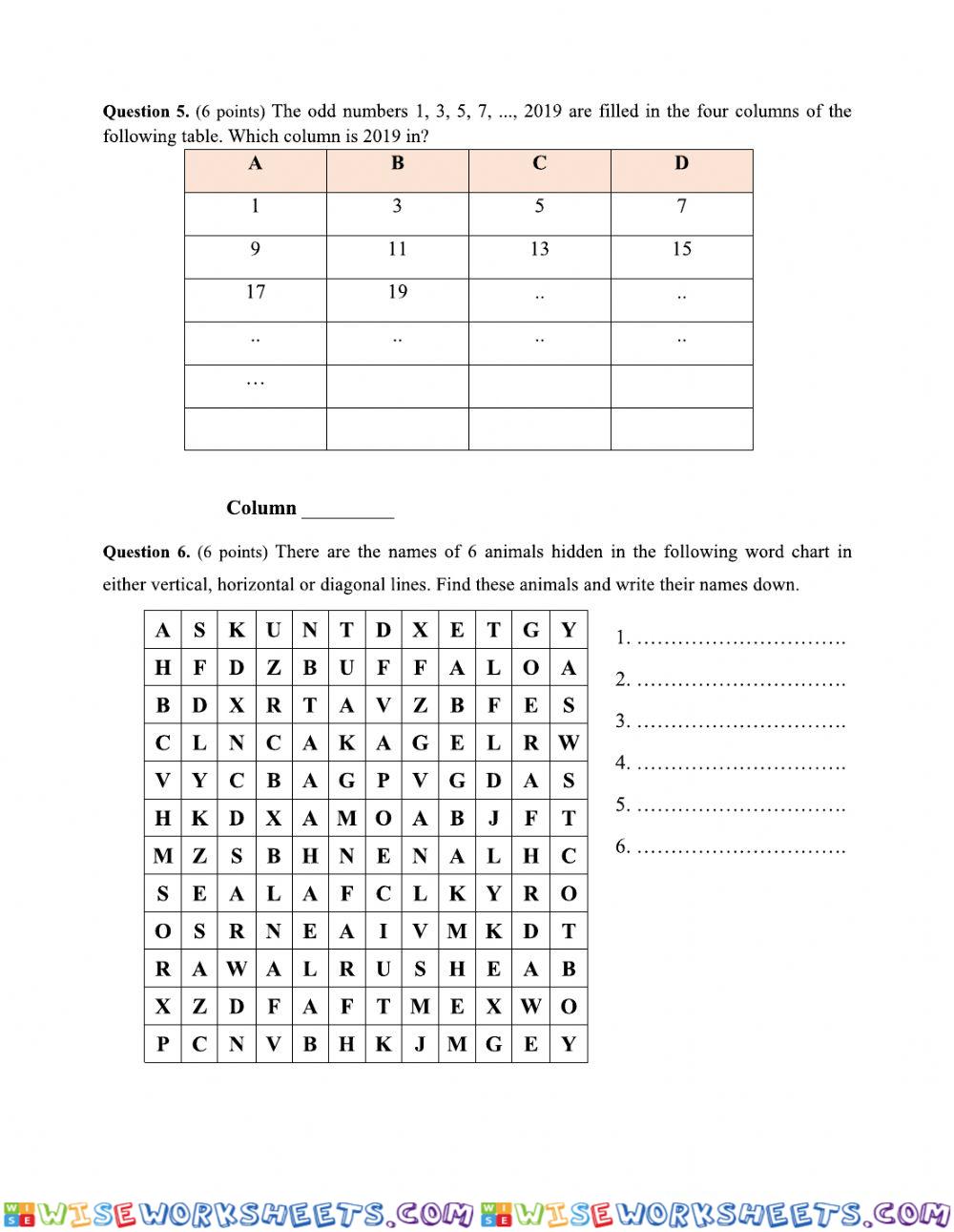 worksheet