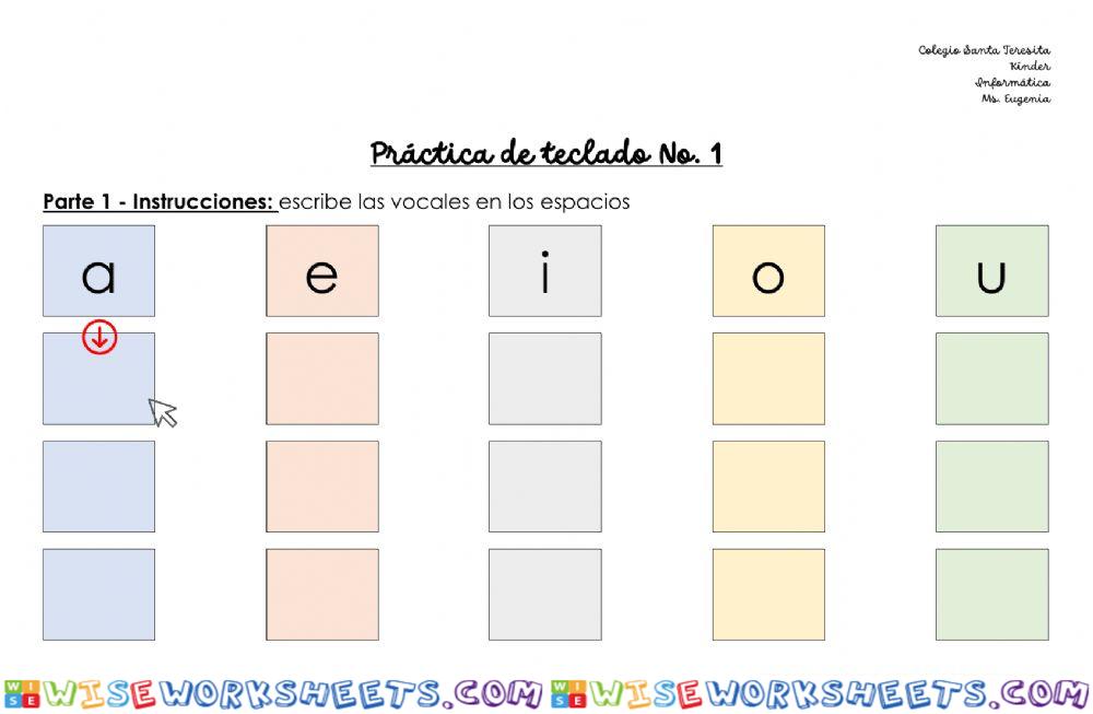 K - Práctica de teclado No. 1