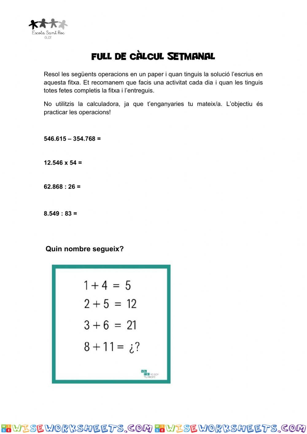 worksheet