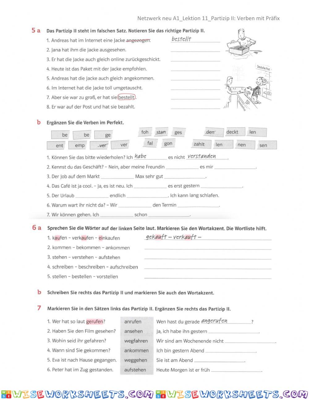 Partizip II: Verben mit Präfix
