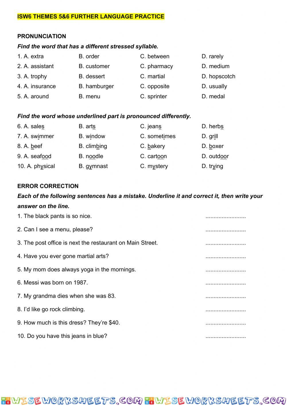 worksheet