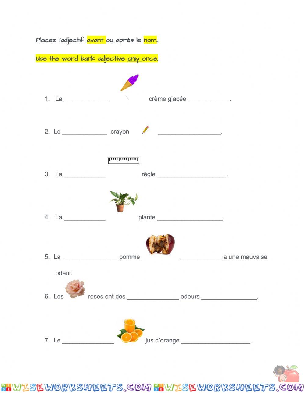 La place des adjectifs (MOD)