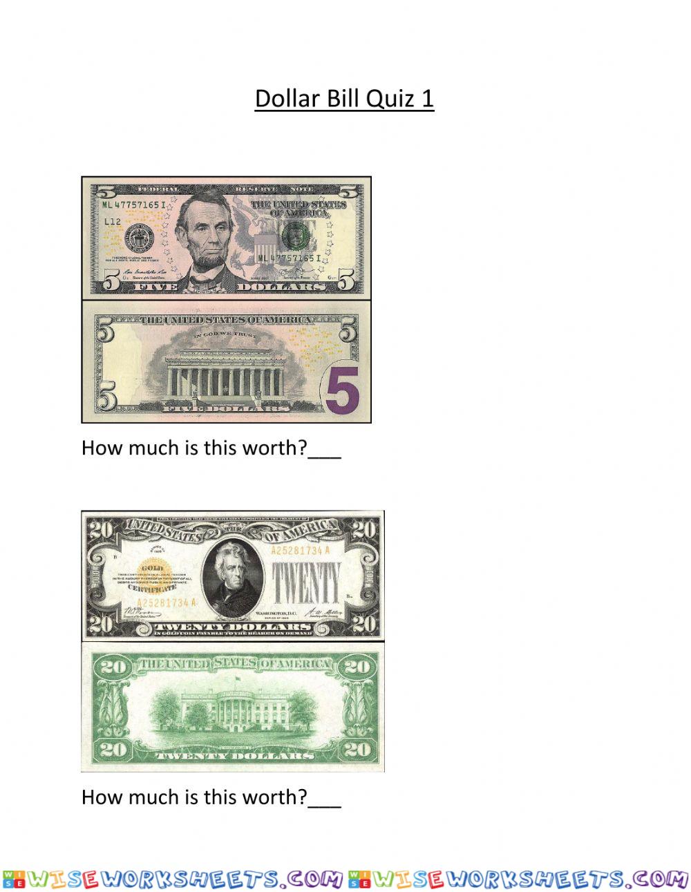 Dollar Bill Quiz 2