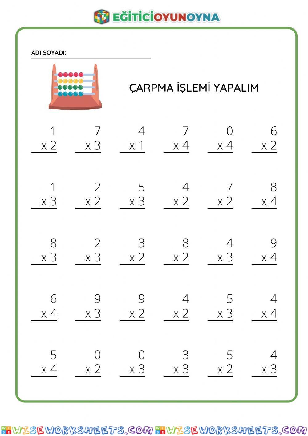 2. Sınıf Çarpma İşlemleri